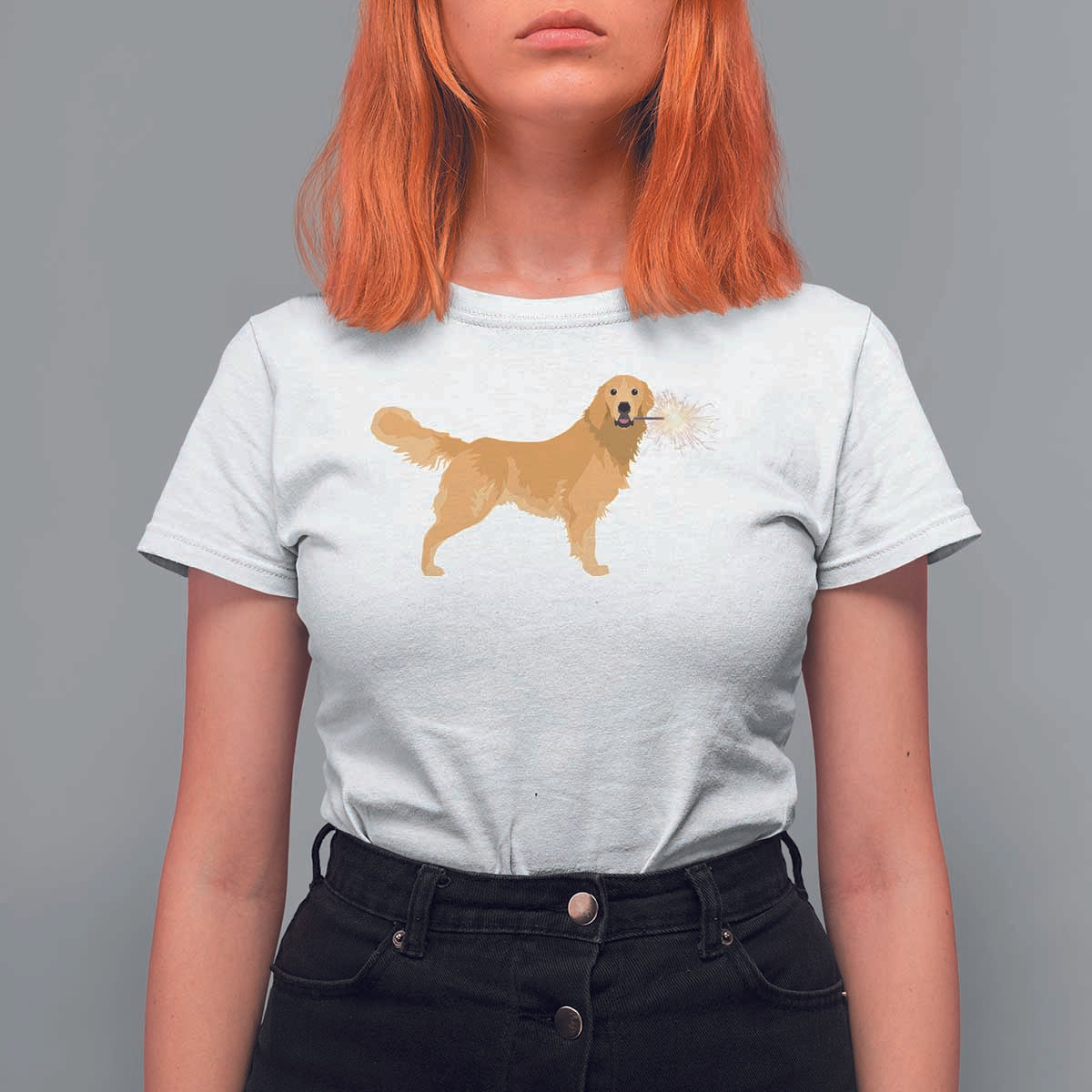 Funny Golden Retriever Dog New Year 2025 Fireworks T Shirt For Women - Wonder Print Shop