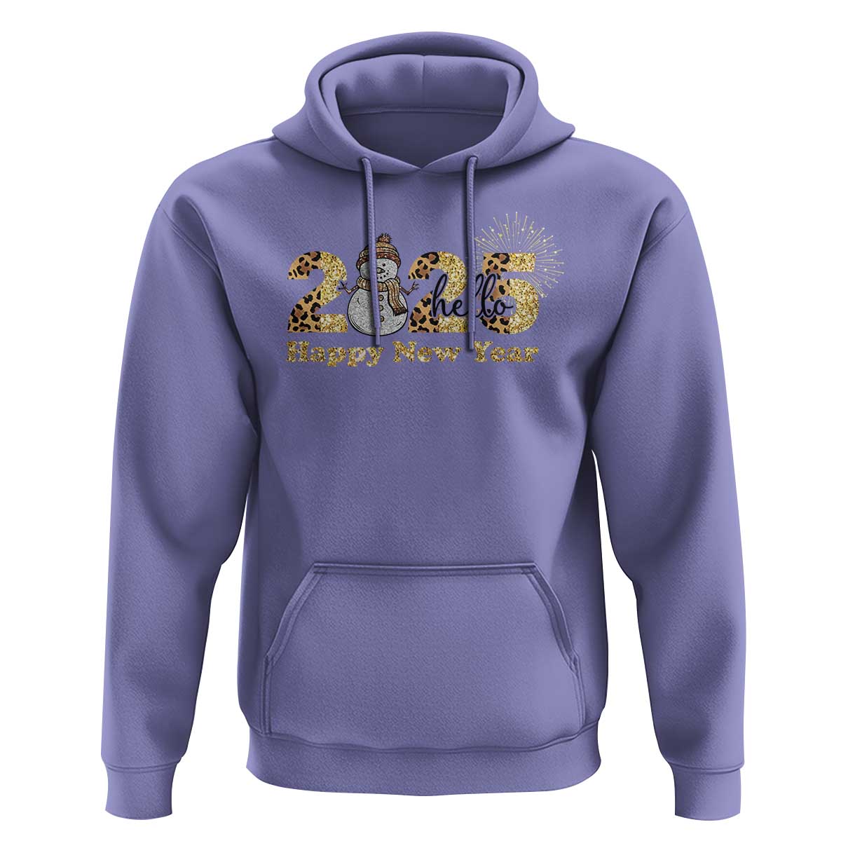 Hello 2025 Happy New Year Hoodie Fireworks Snowman