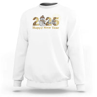 Hello 2025 Happy New Year Sweatshirt Fireworks Snowman - Wonder Print Shop