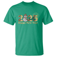 Hello 2025 Happy New Year T Shirt Fireworks Snowman - Wonder Print Shop