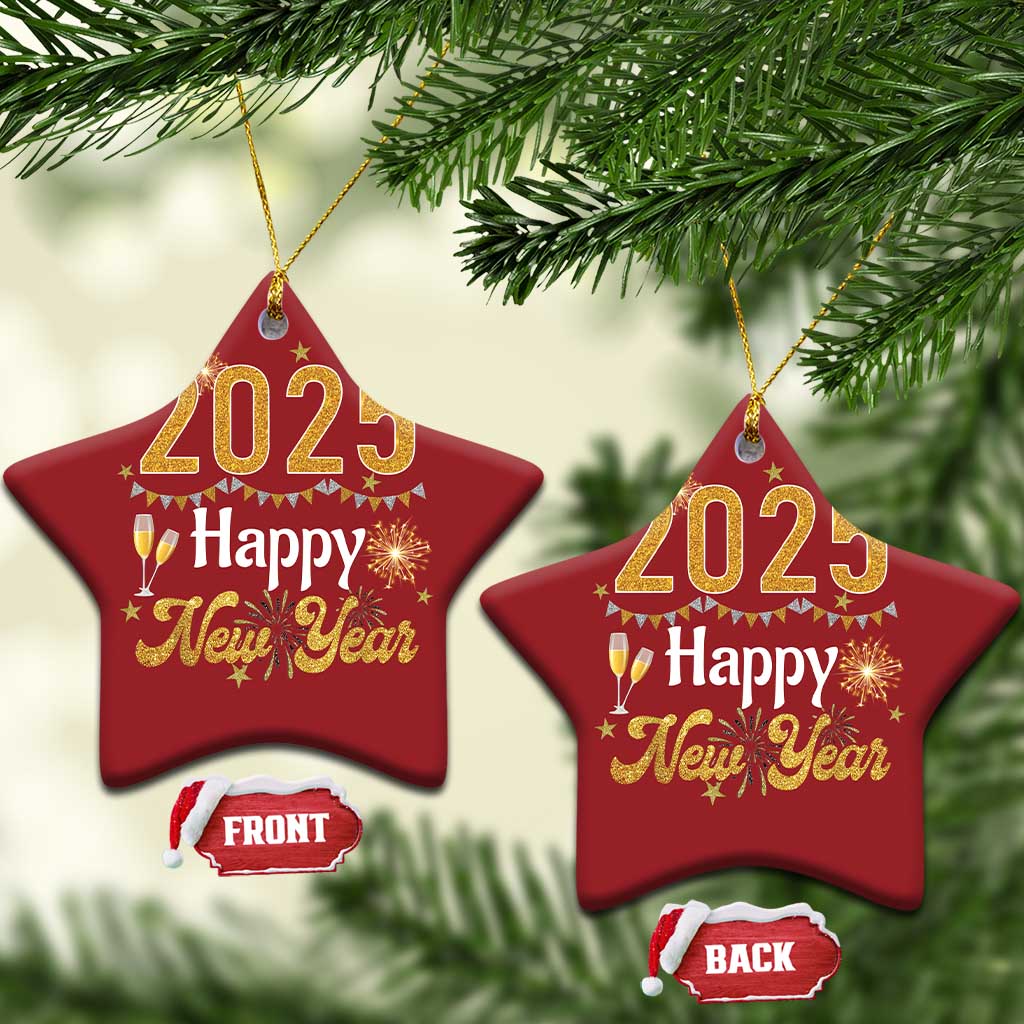 Happy New Year 2025 Christmas Ornament New Year's Eve Party Family Matching - Wonder Print Shop