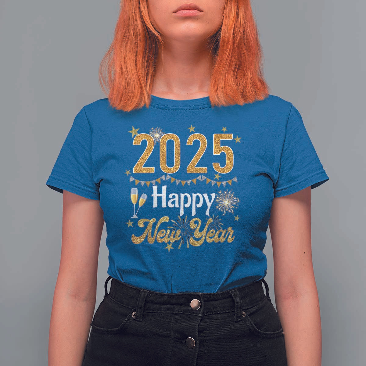 Happy New Year 2025 T Shirt For Women New Year's Eve Party Family Matching - Wonder Print Shop