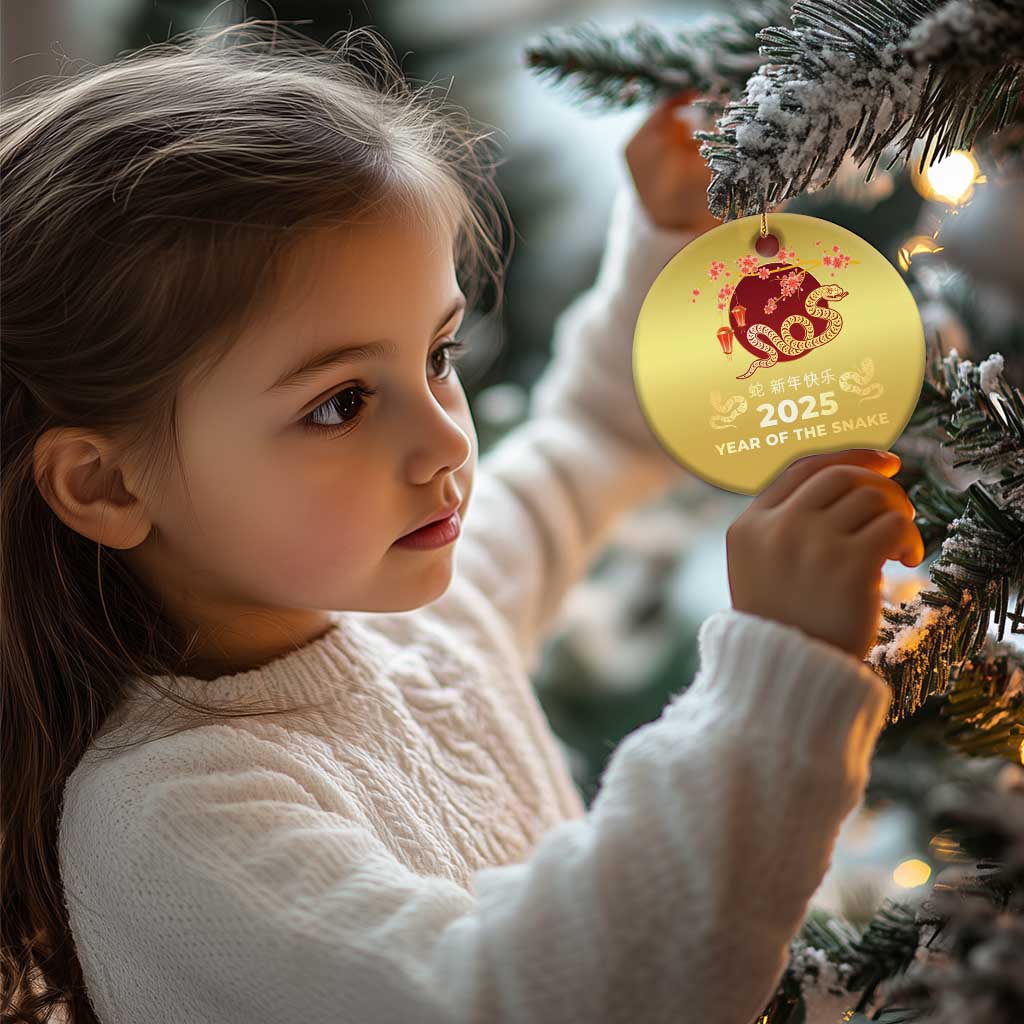 Chinese Lunar New Year 2025 Year Of The Snake Christmas Ornament Cherry Blossom - Wonder Print Shop