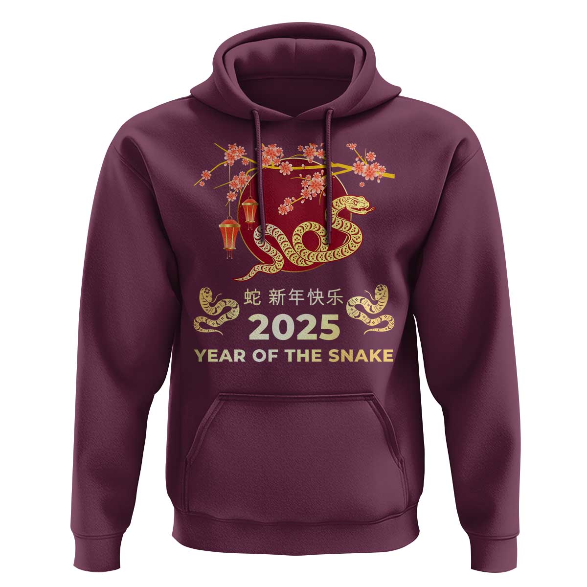 Chinese Lunar New Year 2025 Year Of The Snake Hoodie Cherry Blossom