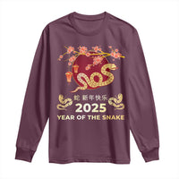 Chinese Lunar New Year 2025 Year Of The Snake Long Sleeve Shirt Cherry Blossom