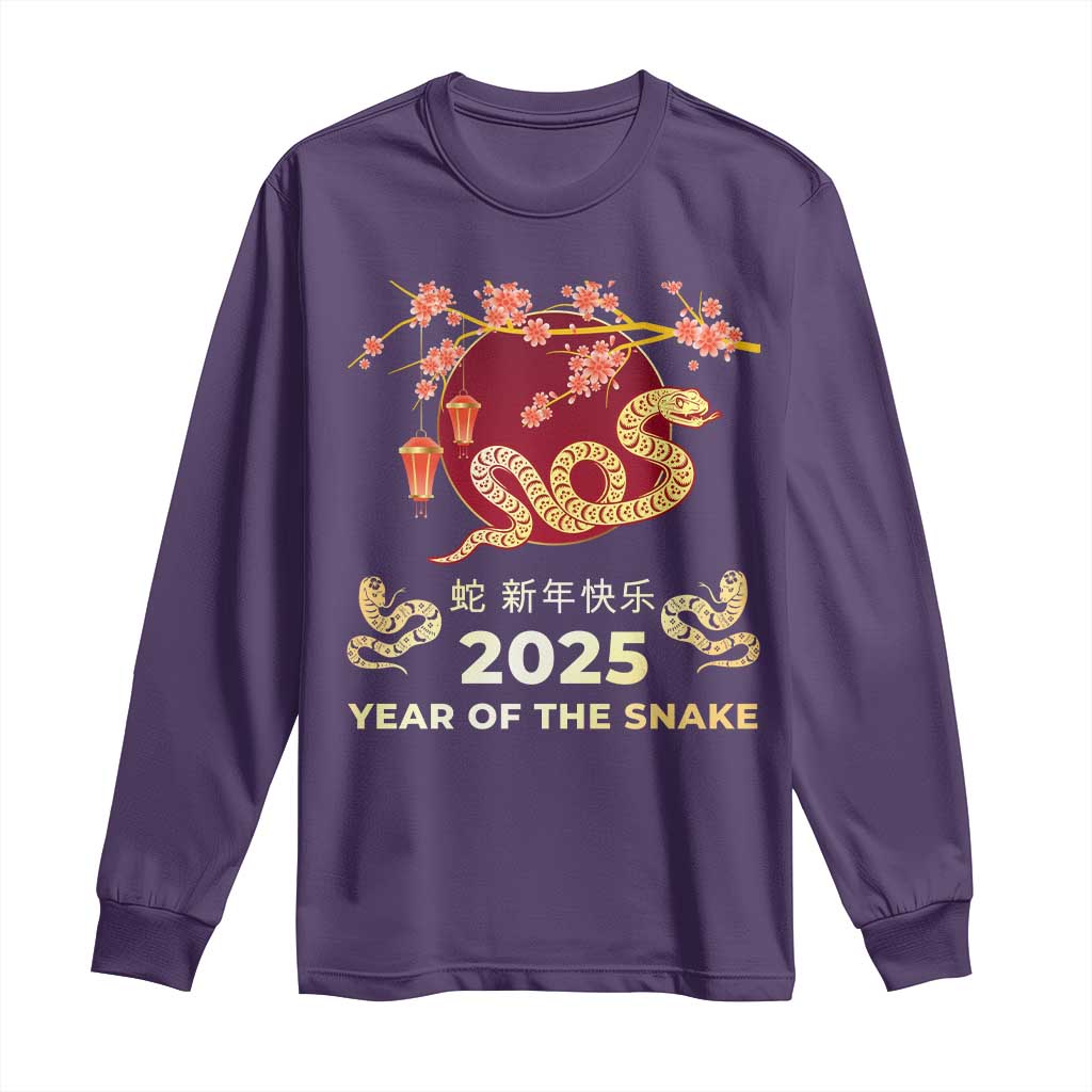 Chinese Lunar New Year 2025 Year Of The Snake Long Sleeve Shirt Cherry Blossom