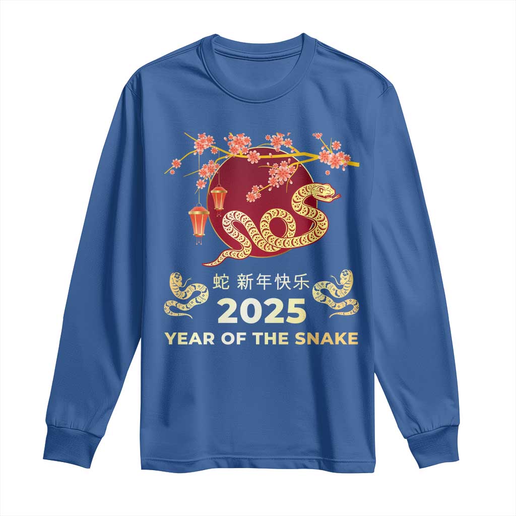 Chinese Lunar New Year 2025 Year Of The Snake Long Sleeve Shirt Cherry Blossom