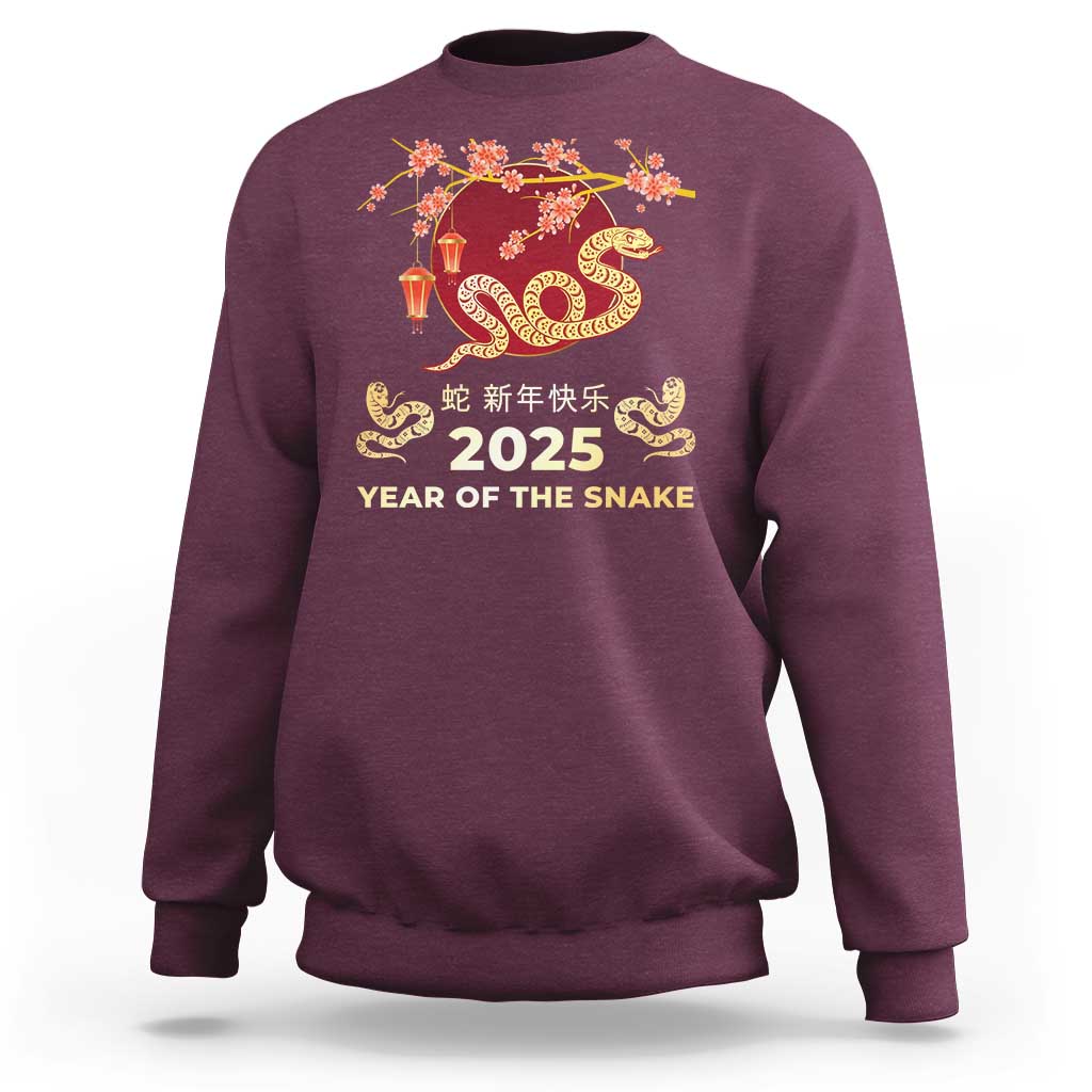 Chinese Lunar New Year 2025 Year Of The Snake Sweatshirt Cherry Blossom - Wonder Print Shop