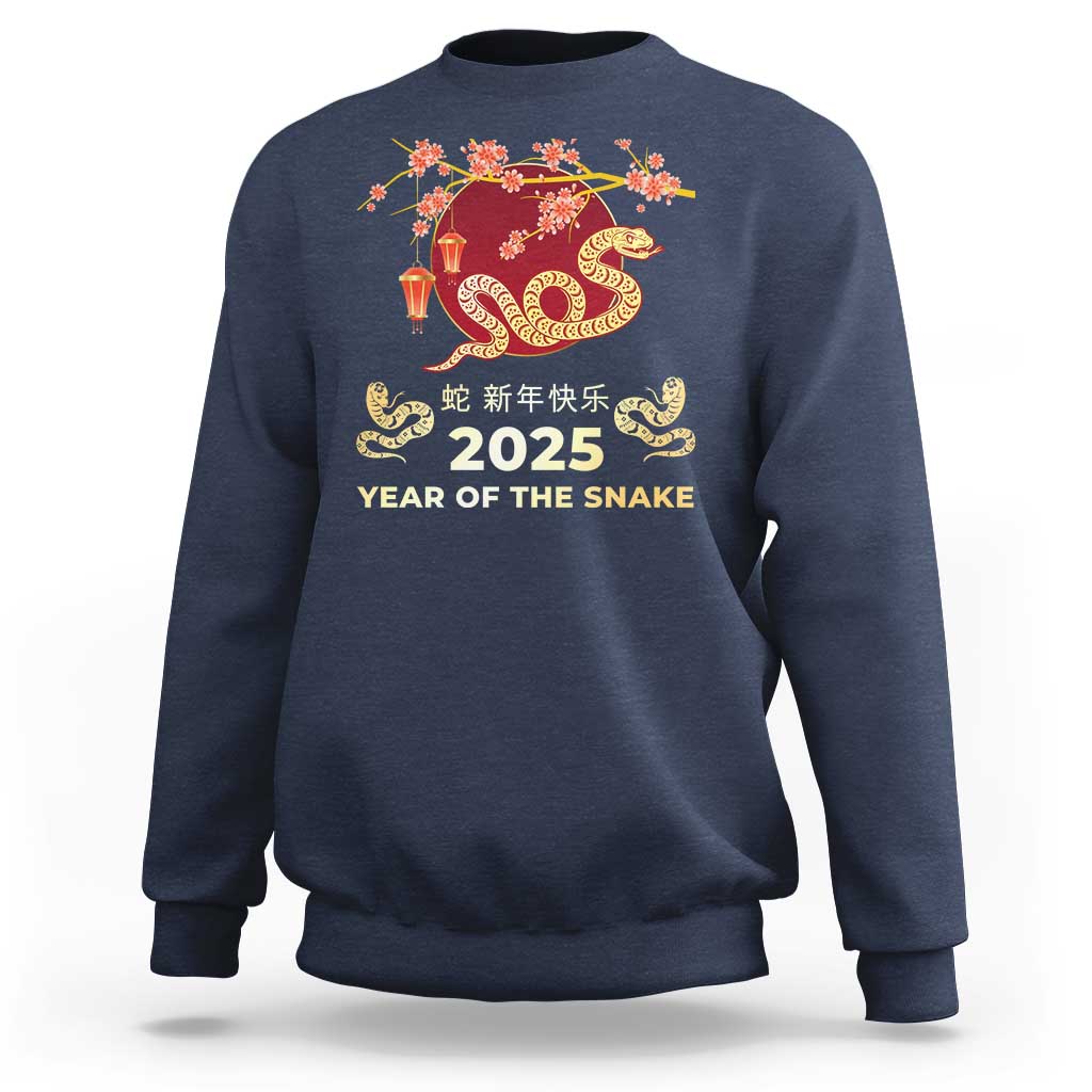 Chinese Lunar New Year 2025 Year Of The Snake Sweatshirt Cherry Blossom - Wonder Print Shop