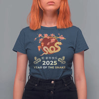 Chinese Lunar New Year 2025 Year Of The Snake T Shirt For Women Cherry Blossom - Wonder Print Shop
