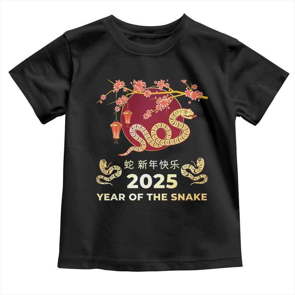Chinese Lunar New Year 2025 Year Of The Snake Toddler T Shirt Cherry Blossom