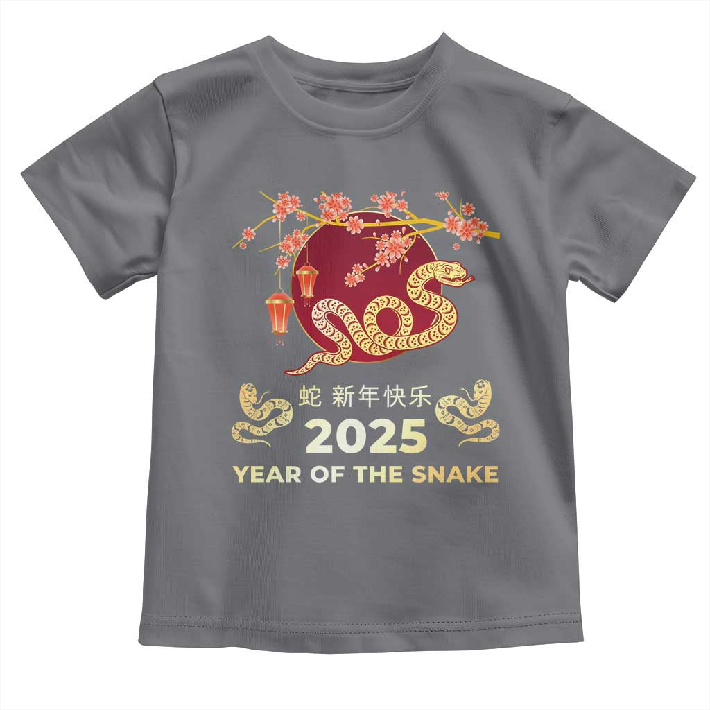 Chinese Lunar New Year 2025 Year Of The Snake Toddler T Shirt Cherry Blossom