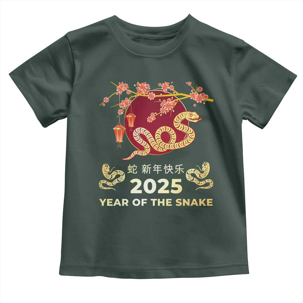 Chinese Lunar New Year 2025 Year Of The Snake Toddler T Shirt Cherry Blossom