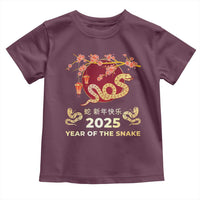 Chinese Lunar New Year 2025 Year Of The Snake Toddler T Shirt Cherry Blossom