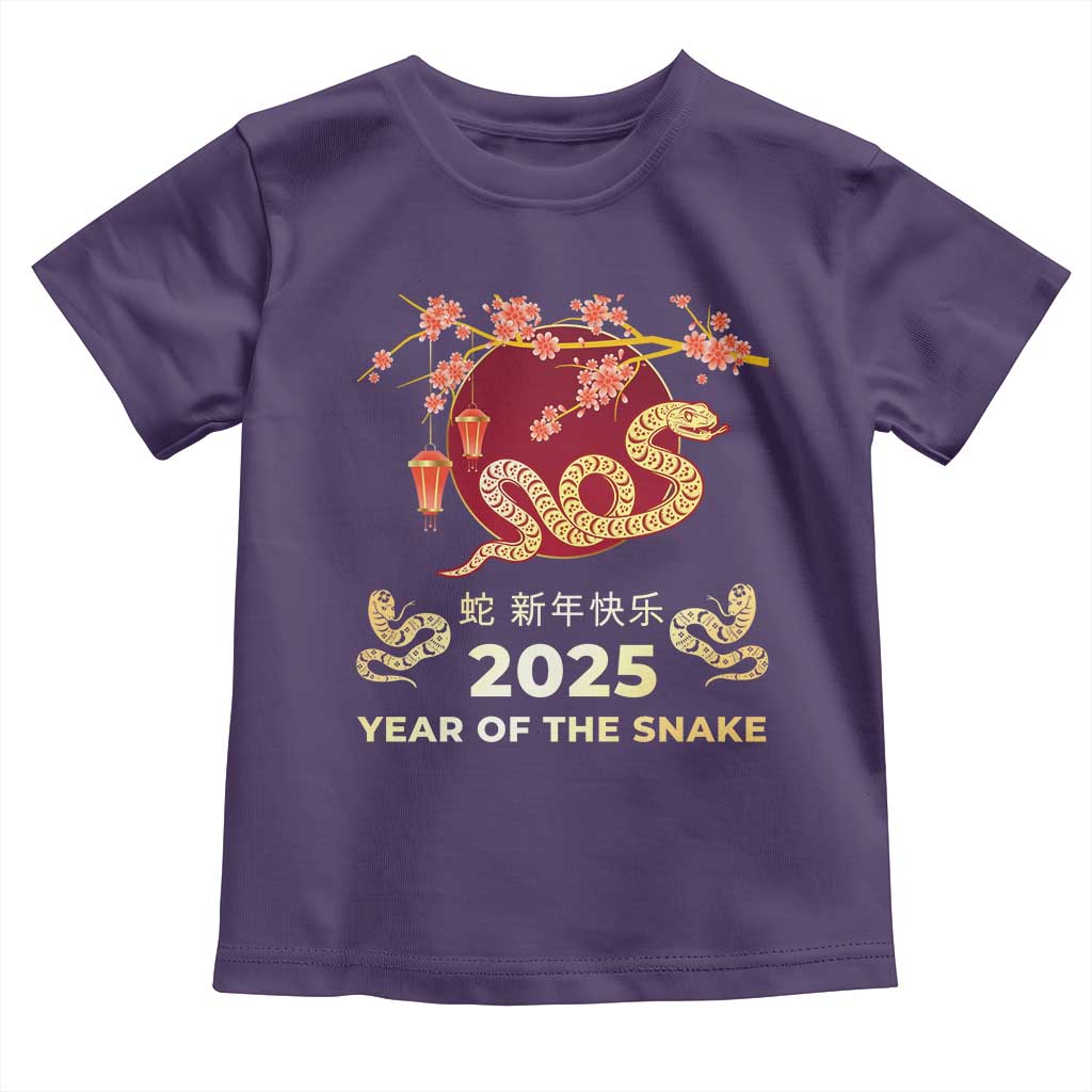 Chinese Lunar New Year 2025 Year Of The Snake Toddler T Shirt Cherry Blossom