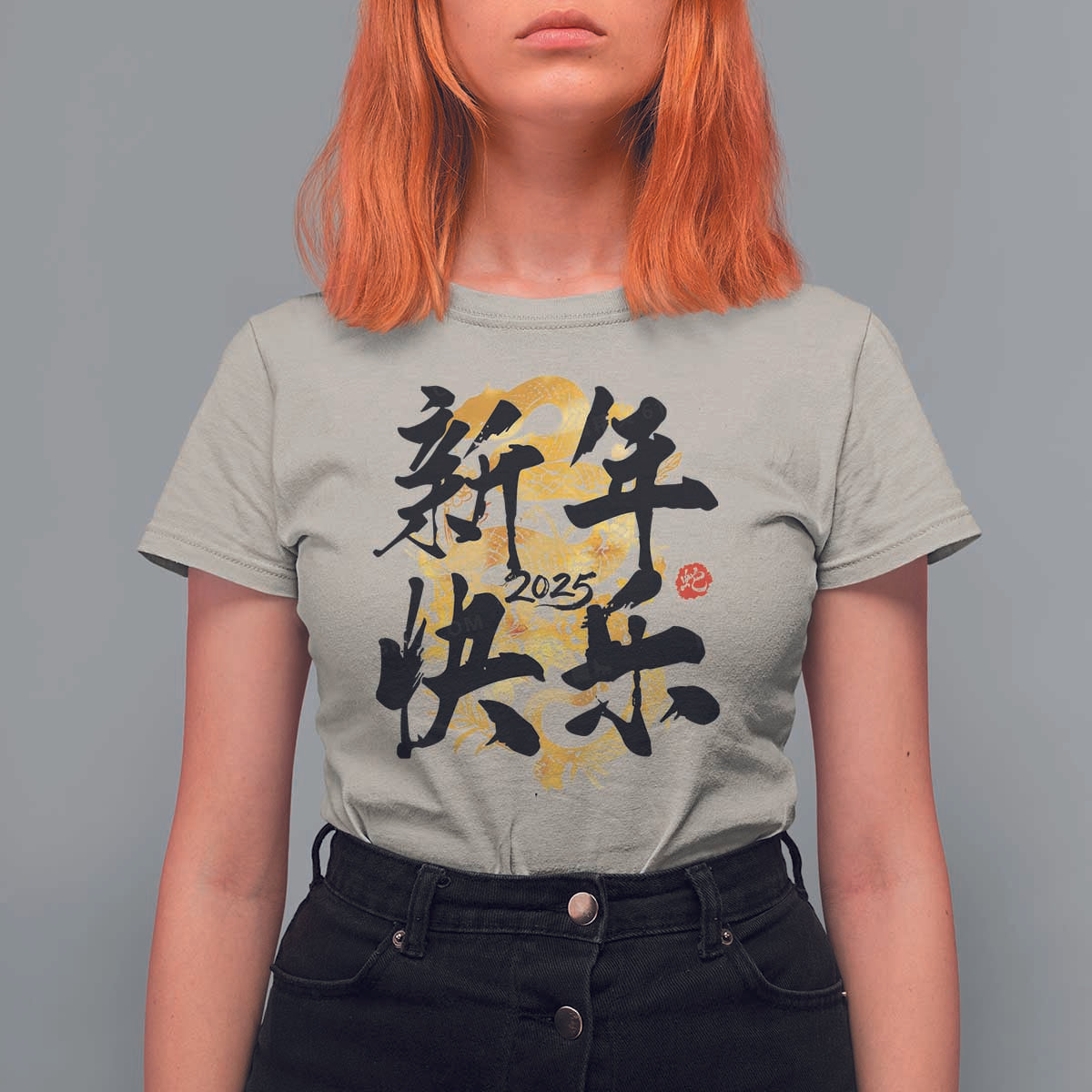 Happy Chinese New Year 2025 T Shirt For Women Calligraphy Year Of The Snake Flowers - Wonder Print Shop