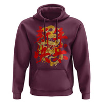 Happy Chinese New Year 2025 Hoodie Calligraphy Year Of The Snake Golden Flowers