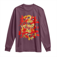 Happy Chinese New Year 2025 Long Sleeve Shirt Calligraphy Year Of The Snake Golden Flowers