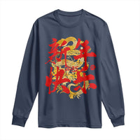 Happy Chinese New Year 2025 Long Sleeve Shirt Calligraphy Year Of The Snake Golden Flowers