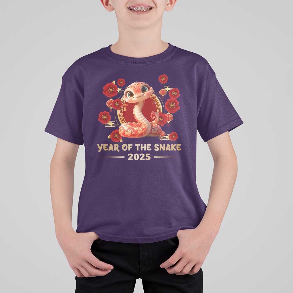 Happy Chinese New Year 2025 T Shirt For Kid Year Of The Snake Flowers - Wonder Print Shop