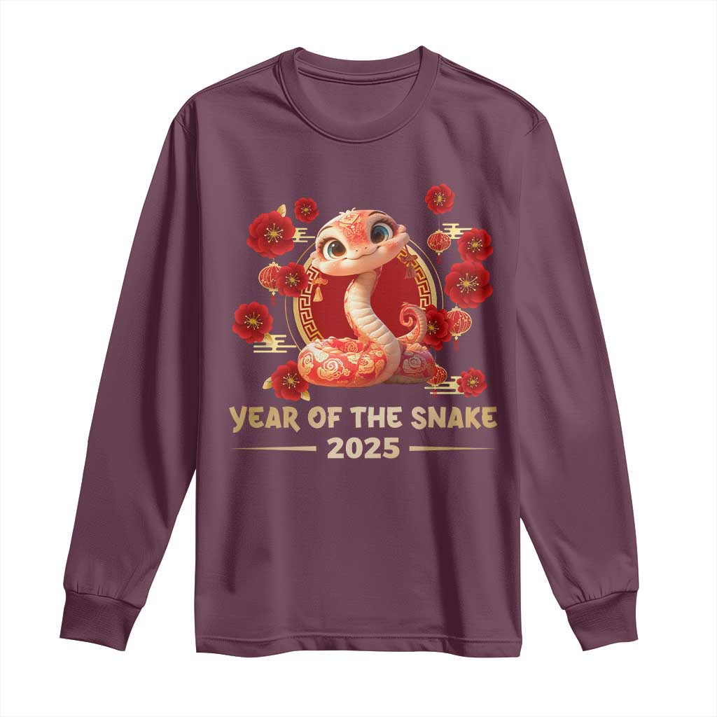 Happy Chinese New Year 2025 Long Sleeve Shirt Year Of The Snake Flowers