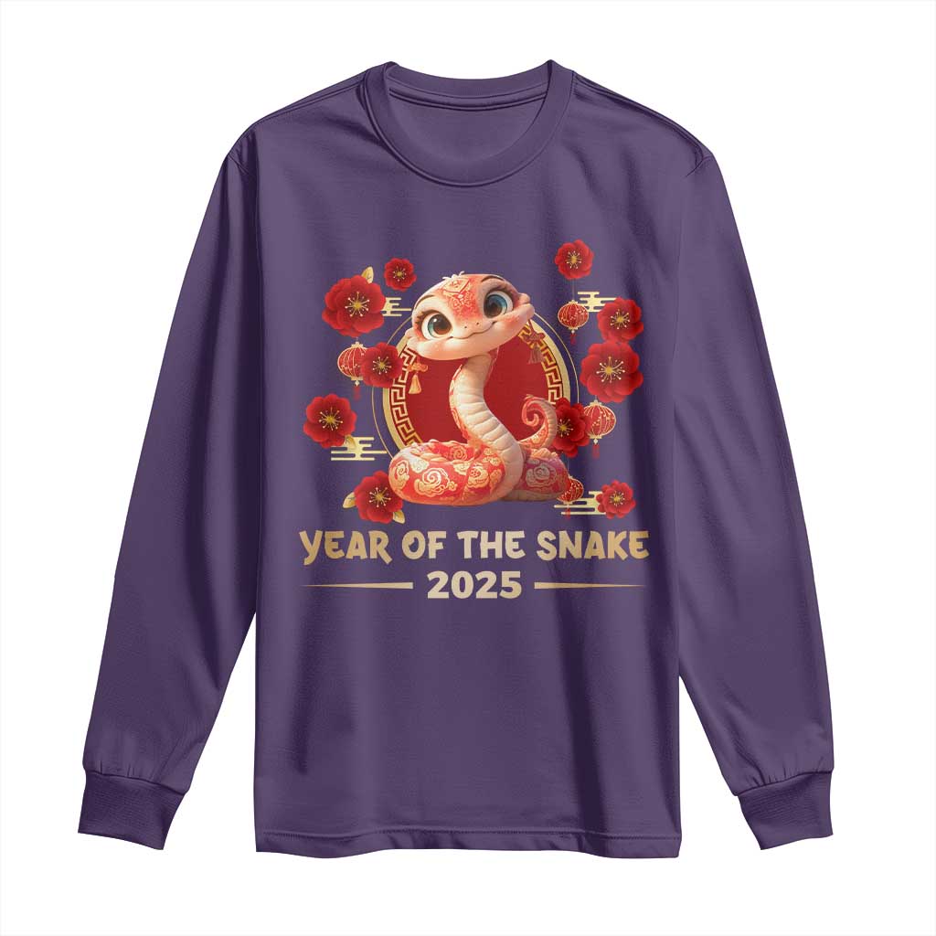 Happy Chinese New Year 2025 Long Sleeve Shirt Year Of The Snake Flowers