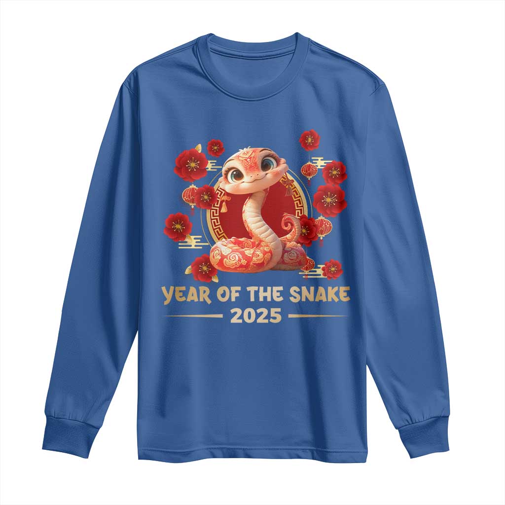 Happy Chinese New Year 2025 Long Sleeve Shirt Year Of The Snake Flowers
