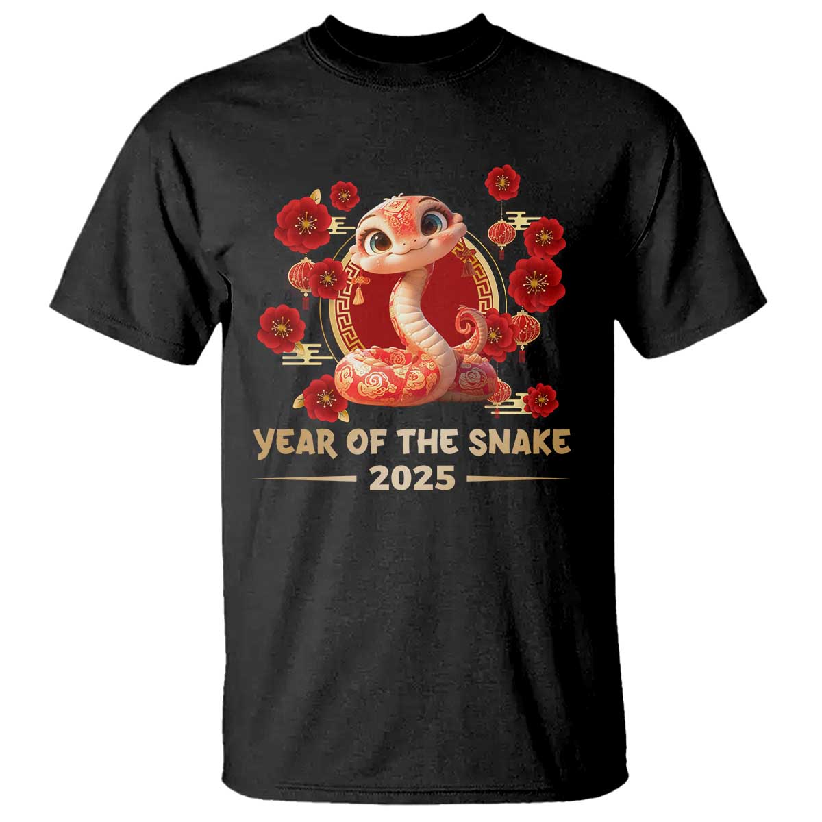 Happy Chinese New Year 2025 T Shirt Year Of The Snake Flowers - Wonder Print Shop