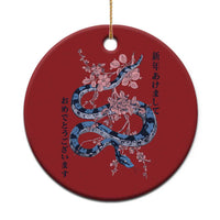 Happy Japanese New Year 2025 Christmas Ornament Year Of The Snake Sakura Cherry Blossom - Wonder Print Shop