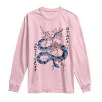 Happy Japanese New Year 2025 Long Sleeve Shirt Year Of The Snake Sakura Cherry Blossom