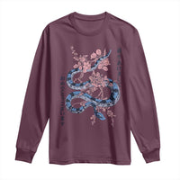 Happy Japanese New Year 2025 Long Sleeve Shirt Year Of The Snake Sakura Cherry Blossom