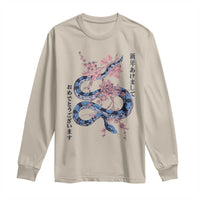 Happy Japanese New Year 2025 Long Sleeve Shirt Year Of The Snake Sakura Cherry Blossom