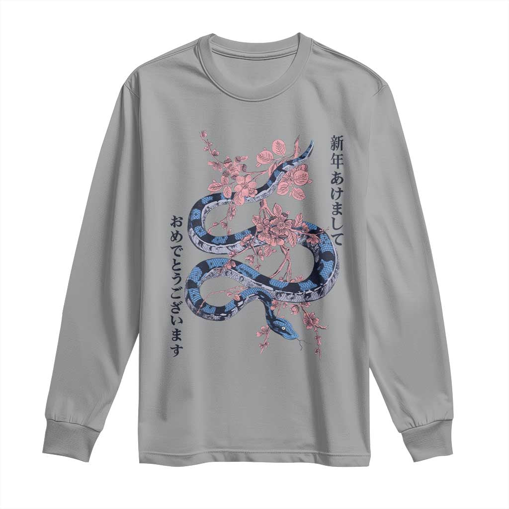 Happy Japanese New Year 2025 Long Sleeve Shirt Year Of The Snake Sakura Cherry Blossom
