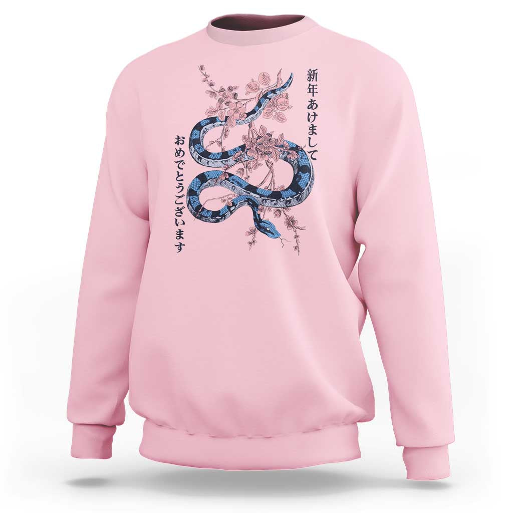 Happy Japanese New Year 2025 Sweatshirt Year Of The Snake Sakura Cherry Blossom - Wonder Print Shop