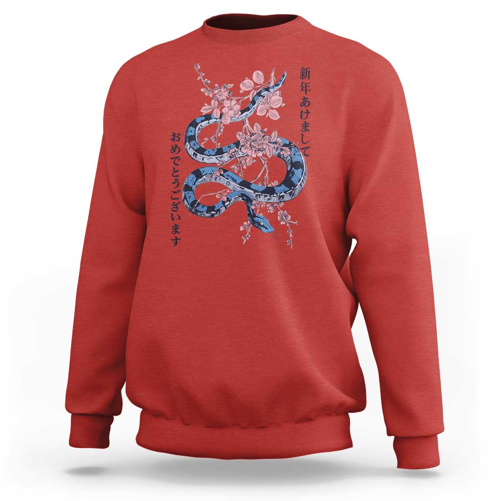 Happy Japanese New Year 2025 Sweatshirt Year Of The Snake Sakura Cherry Blossom - Wonder Print Shop