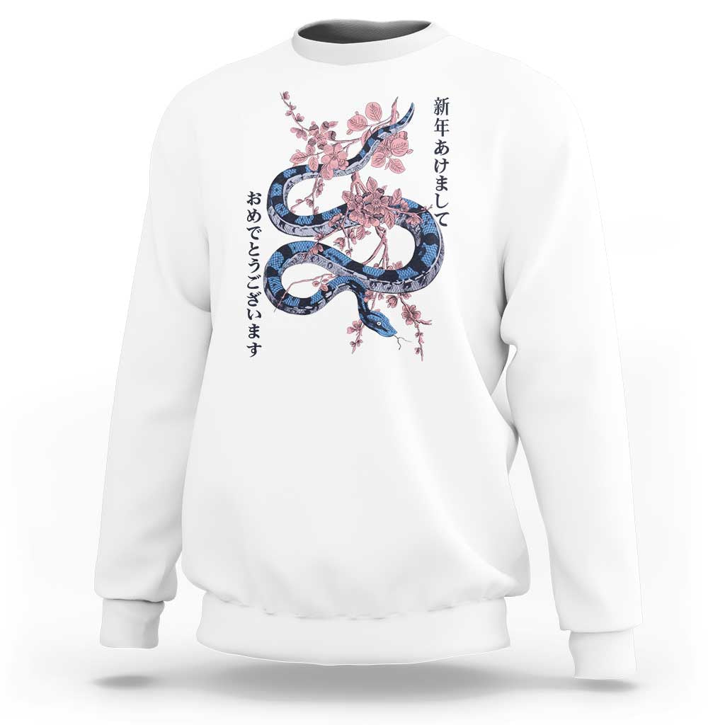 Happy Japanese New Year 2025 Sweatshirt Year Of The Snake Sakura Cherry Blossom - Wonder Print Shop