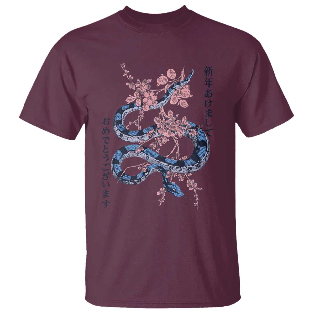 Happy Japanese New Year 2025 T Shirt Year Of The Snake Sakura Cherry Blossom - Wonder Print Shop