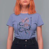 Happy Japanese New Year 2025 T Shirt For Women Year Of The Snake Sakura Cherry Blossom - Wonder Print Shop