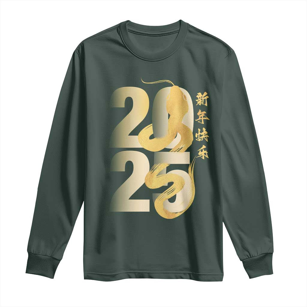 Happy Chinese New Year 2025 Long Sleeve Shirt Calligraphy Year Of The Snake Zodiac Animals