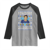 Funny So Much Funukah To Celebrate Hanukkah Sandler Raglan Shirt - Wonder Print Shop