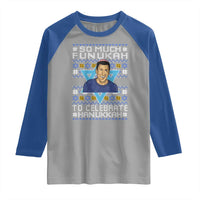Funny So Much Funukah To Celebrate Hanukkah Sandler Raglan Shirt - Wonder Print Shop