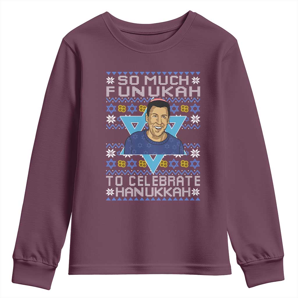 Funny So Much Funukah To Celebrate Hanukkah Sandler Youth Sweatshirt - Wonder Print Shop