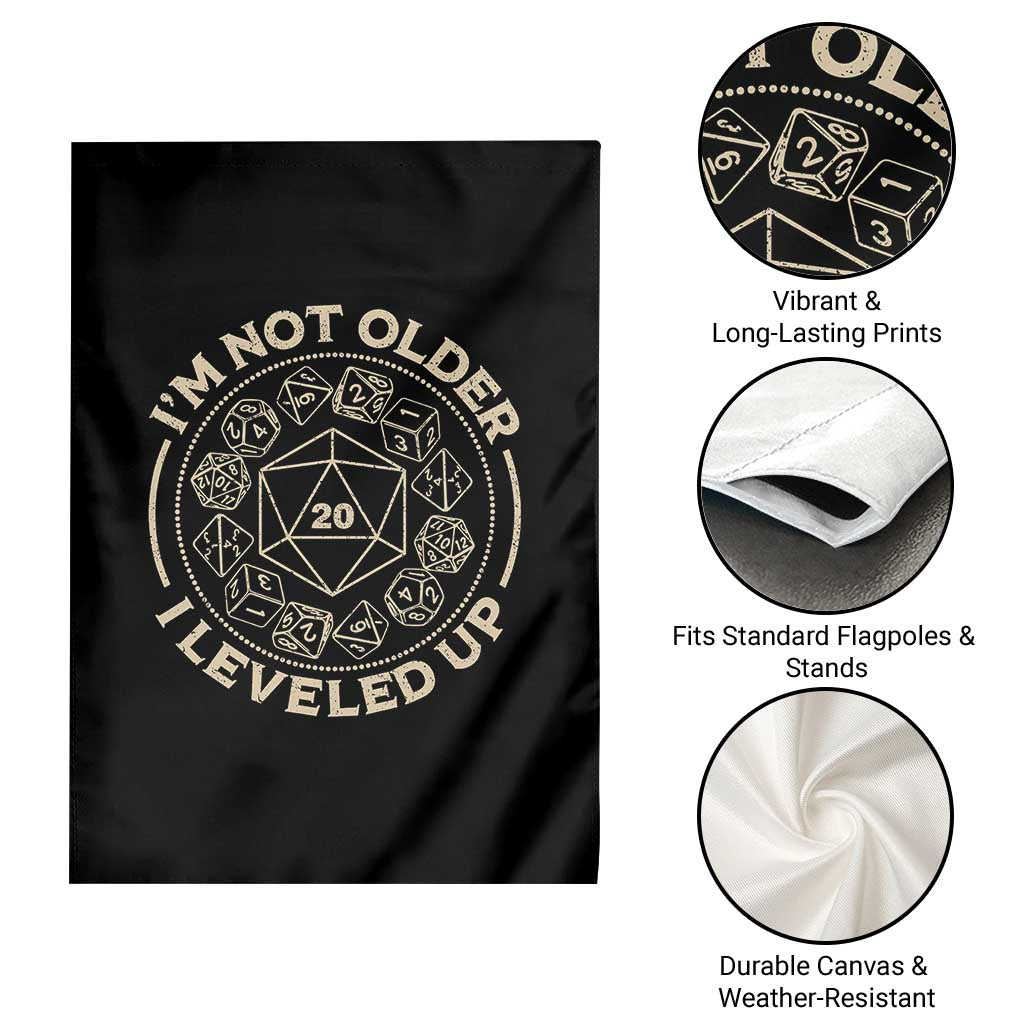 Funny RPG Gamer I'm Not Older I Leveled Up Garden Flag Vintage D20 Tabletop Dice - Wonder Print Shop