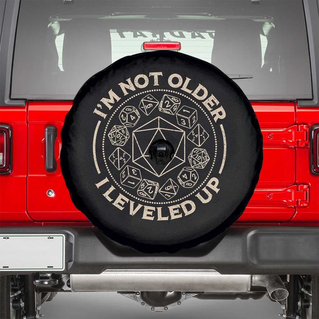 Funny RPG Gamer I'm Not Older I Leveled Up Spare Tire Cover Vintage D20 Tabletop Dice - Wonder Print Shop