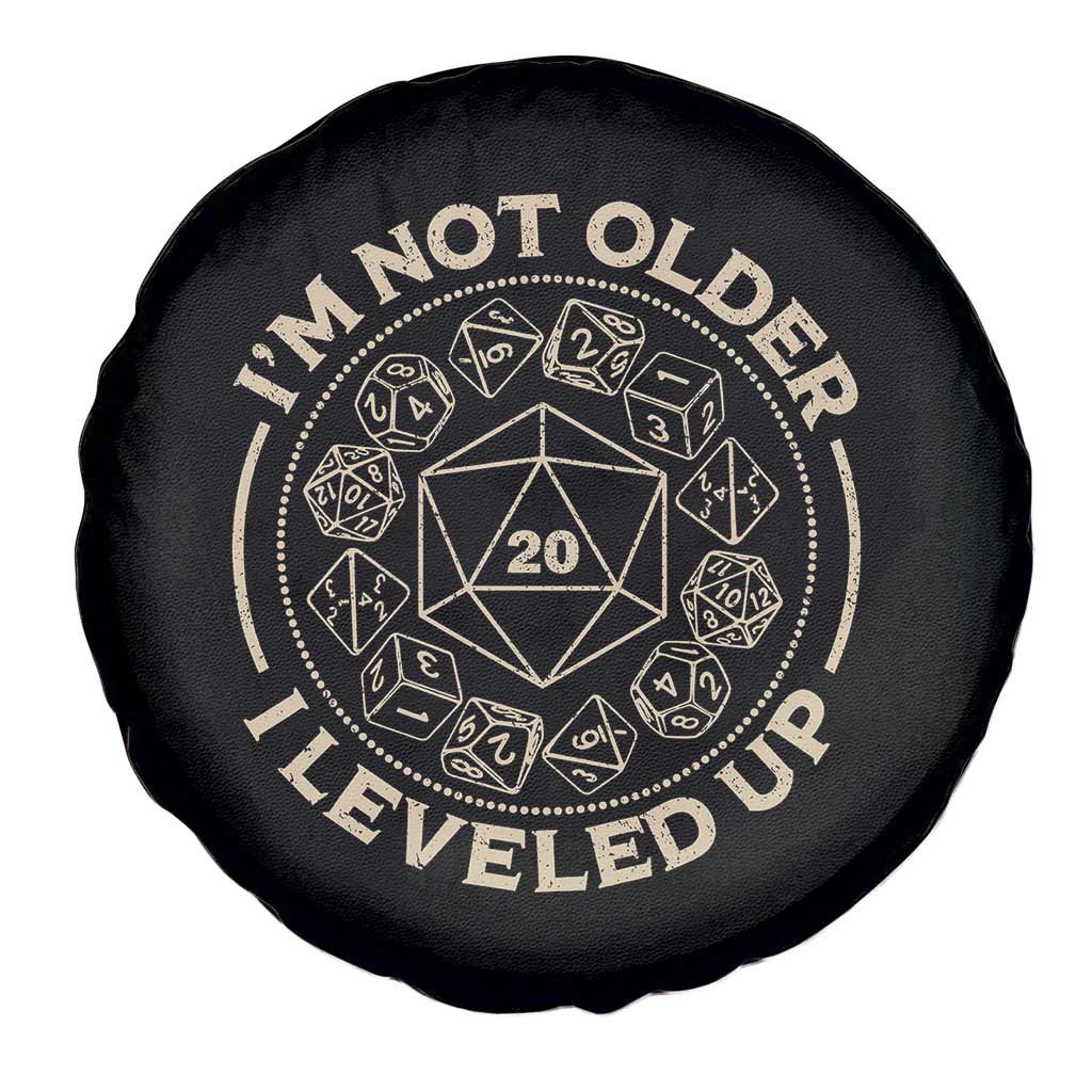 Funny RPG Gamer I'm Not Older I Leveled Up Spare Tire Cover Vintage D20 Tabletop Dice - Wonder Print Shop