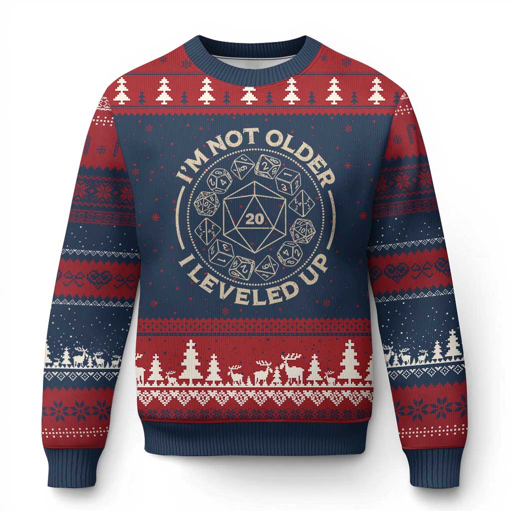 Funny RPG Gamer I'm Not Older I Leveled Up Ugly Christmas Sweater Vintage D20 Tabletop Dice - Wonder Print Shop