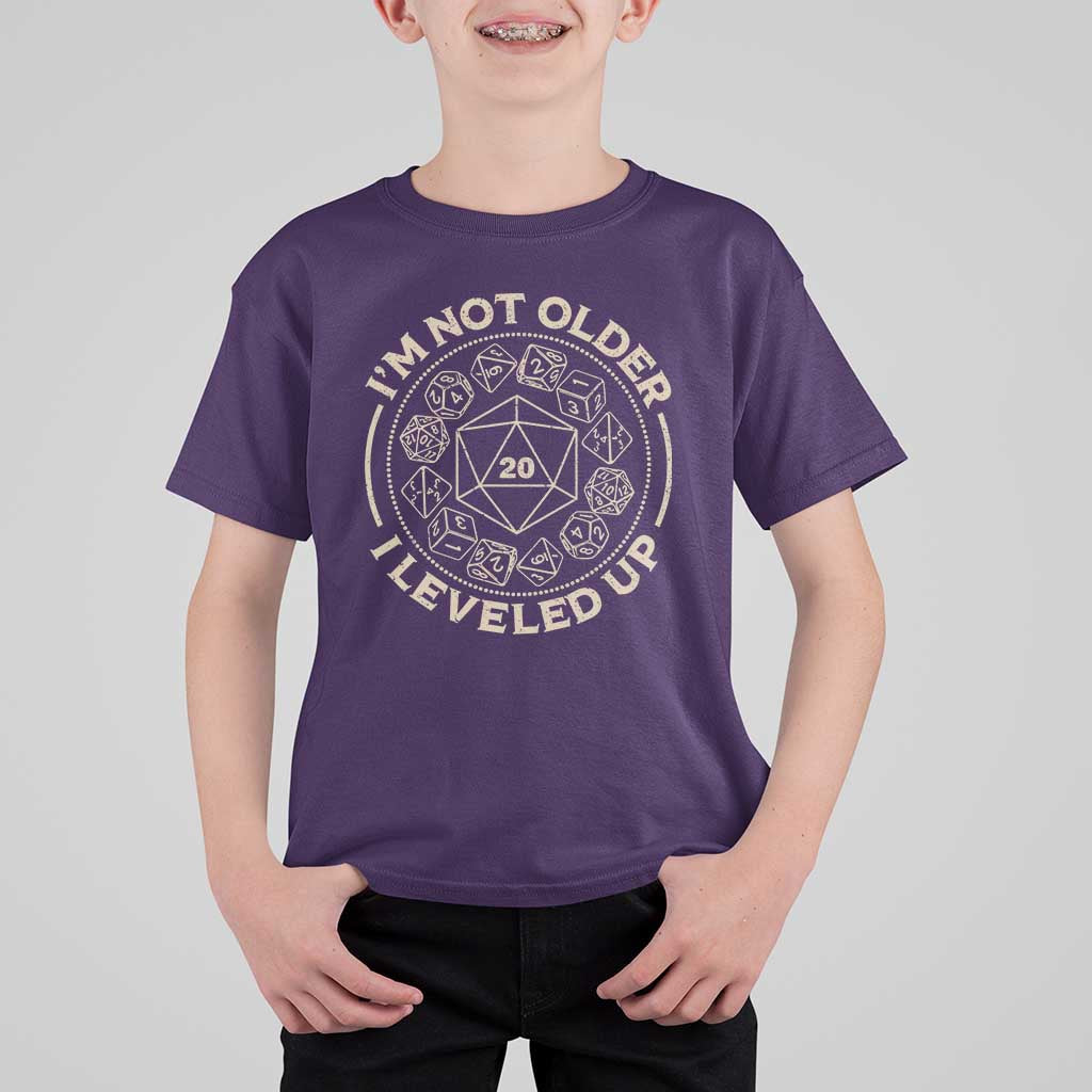 Funny RPG Gamer I'm Not Older I Leveled Up T Shirt For Kid Vintage D20 Tabletop Dice - Wonder Print Shop