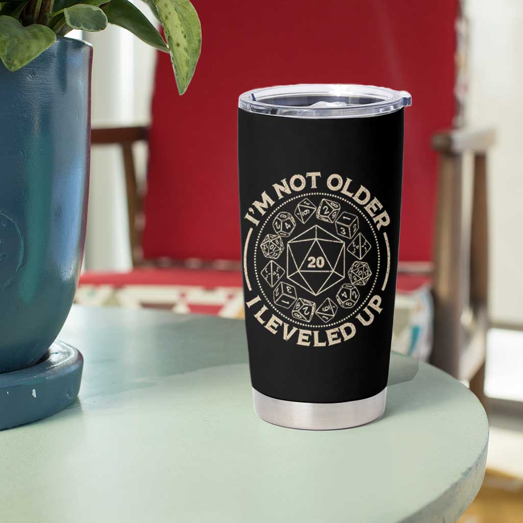 Funny RPG Gamer I'm Not Older I Leveled Up Tumbler Cup Vintage D20 Tabletop Dice - Wonder Print Shop