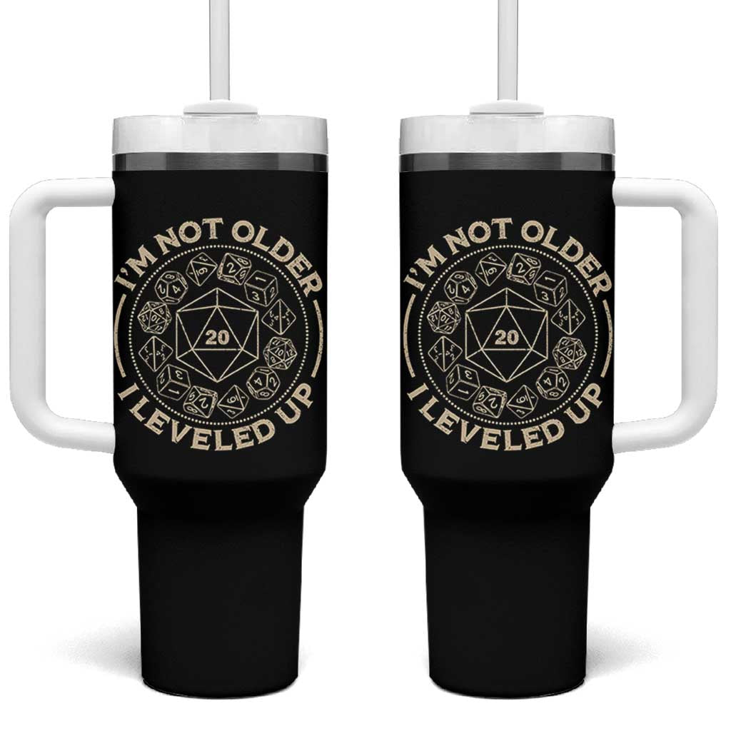 Funny RPG Gamer I'm Not Older I Leveled Up Tumbler With Handle Vintage D20 Tabletop Dice - Wonder Print Shop