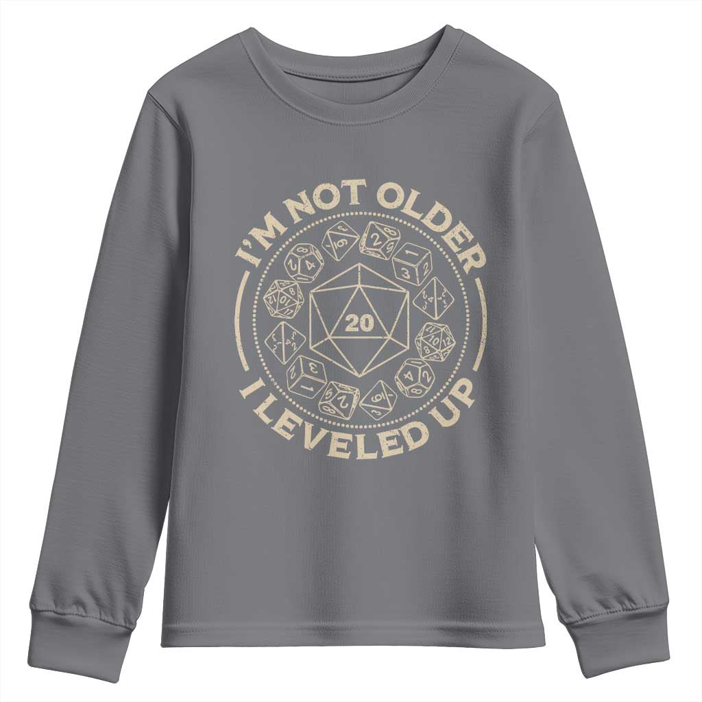 Funny RPG Gamer I'm Not Older I Leveled Up Youth Sweatshirt Vintage D20 Tabletop Dice - Wonder Print Shop